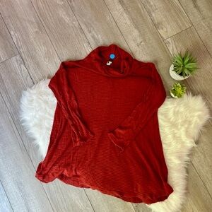 WE THE FREE | Orange/Red Ribbed Tunic Length Open Back Sweater (L)